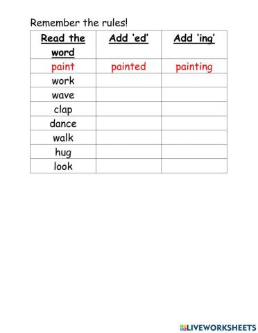Adding ing and ed to verbs