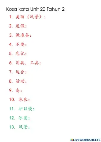 Bahasa Melayu tahun 2 Unit 20