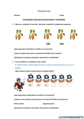 Sucesiones con multiplicaciones y divisiones