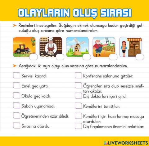 Olayların Oluş Sırası