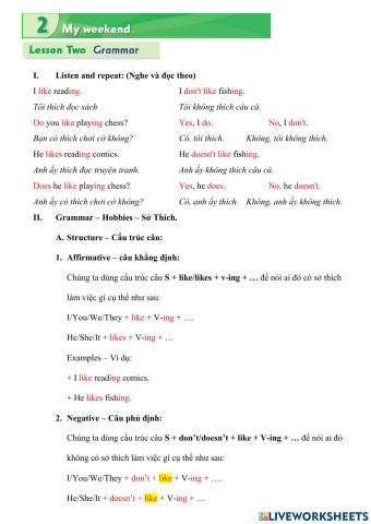 Unit 2: My Weekend - Lesson 2 - Grammar