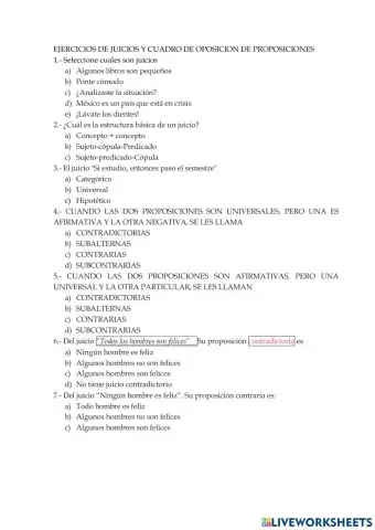 Ejercicios juicios y proposiciones