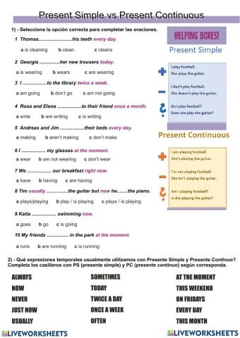 Present +Simple vs present continuos