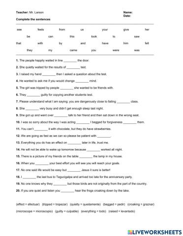 Complete the sentences