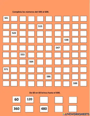 Numeración 500 a 600