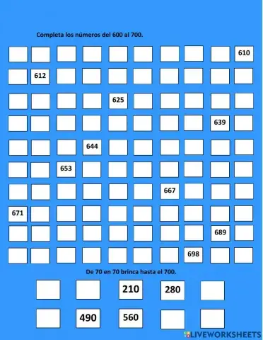 Numeración 600 a 700
