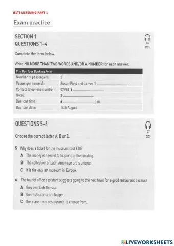 IELTS Listening 1 practice