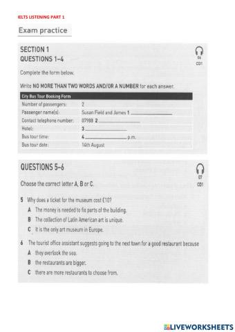 IELTS Listening 1 practice