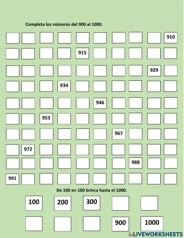 Numeración del 900 al 1000