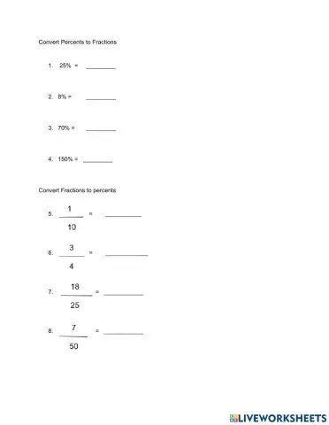 Convert percents and fractions