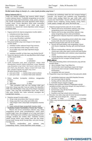 Ulangan Harian Tema 1