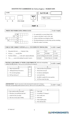 Mock exam pre intermediate