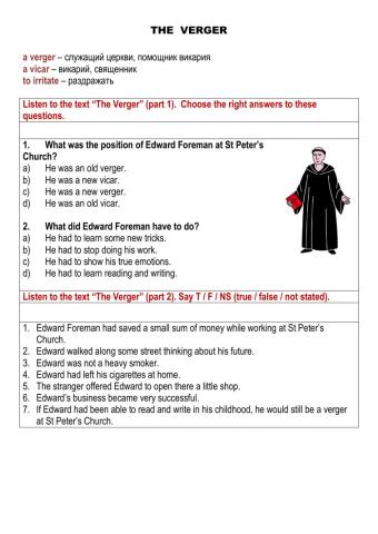 The Verger (Form 8 Unit 3)