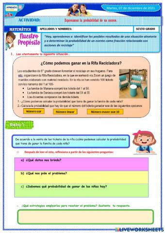 Expresamos  la probabilidad de un suceso