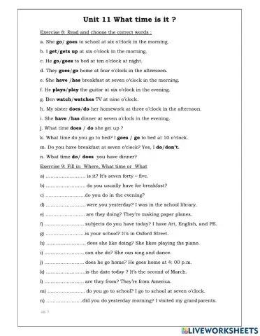 Unit 11: What time is it