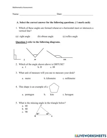 Mathematics Assessment 4 OLG6