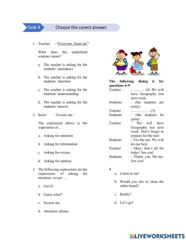 Unit 1 (At School) - Task 4