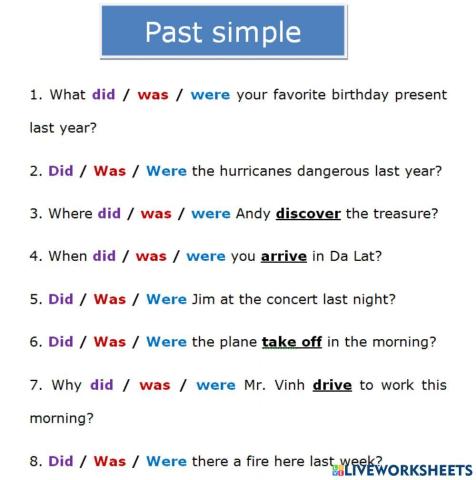 Past simple questions