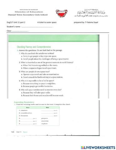 Eng217 A ticket to outer space