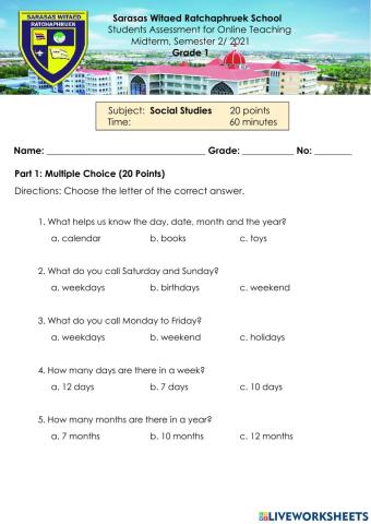 Socials Exam Midterm Term 2