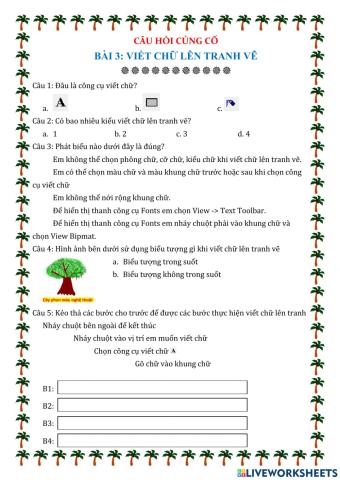 Bài 3: Viết chữ lên tranh vẽ
