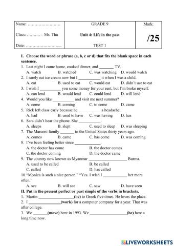 English 9 unit 4 test 1