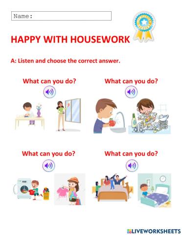 Happy with housework