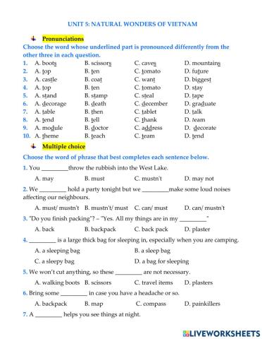 Unit 5 - natural wonders of vietnam