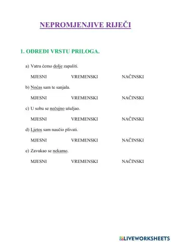 Nepromjenjive riječi - 5.