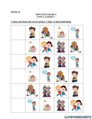 Mini test  grade 2 week 10