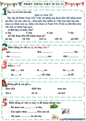 Tiếng Việt cuối tuần 13