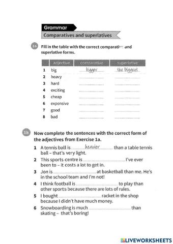 Complete KET WB - Unit 5 - Grammar (Comparatives - Superlatives)