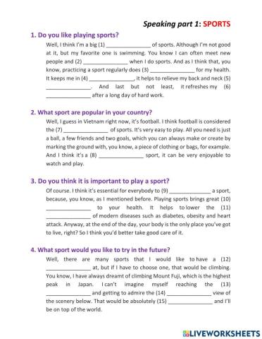 Ielts speaking part 1-sports