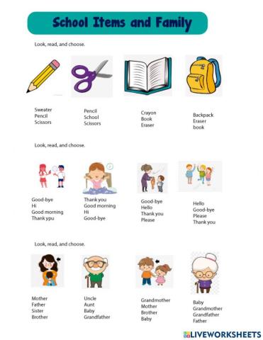 Scool Items and Family