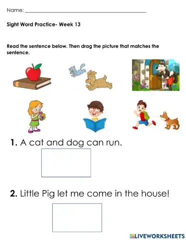 Sight Word Week 13 - Picture Match