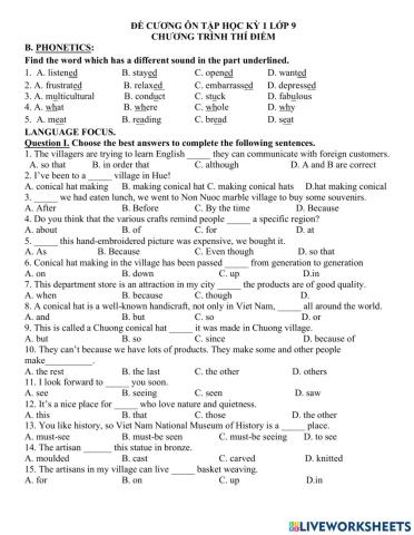 Đề cương hk1 lớp 9