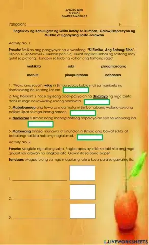 Pagtukoy ng Kahulugan ng Salita Batay sa Kumpas, Galaw, Ekspresyon ng Mukha at Ugnayang Salita-Larawan