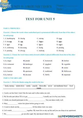 Test for unit 4 + 5