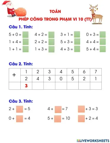 Phép cộng trong phạm vi 10 tt