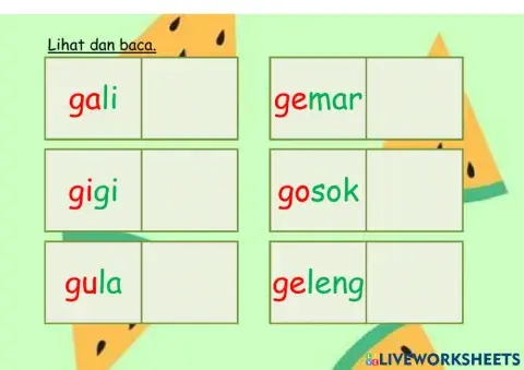 Suku kata kv g - lihat dan baca