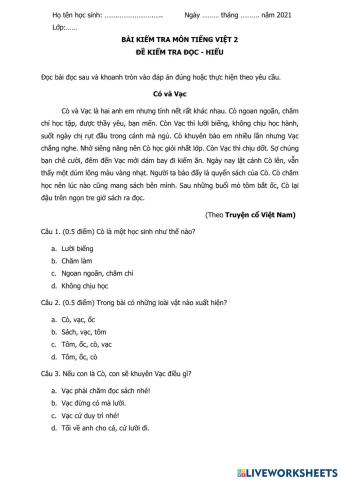 Vietnamese PS- Tiếng Việt Tiểu học