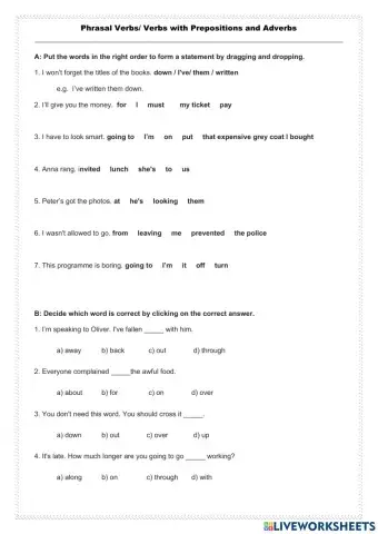 Phrasal verbs- verbs with prepositions and advers