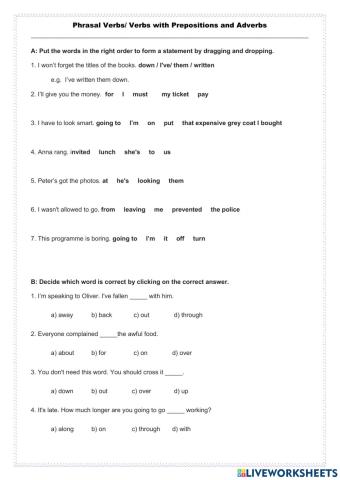 Phrasal verbs- verbs with prepositions and advers