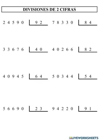 Divisiones por 2 cifras - 1