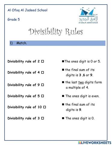 Divisibility Rules