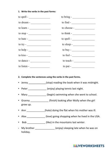 Love,like,enjoy, hate in the Past