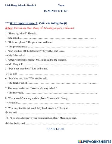 15-minute Test for Grade 8-Dec2021
