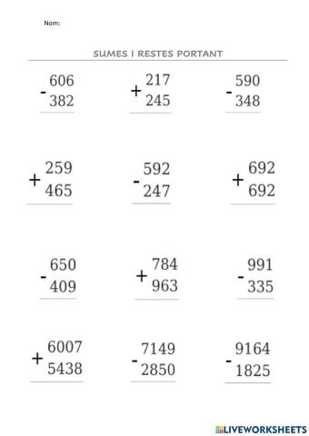 Sumes i restes portant