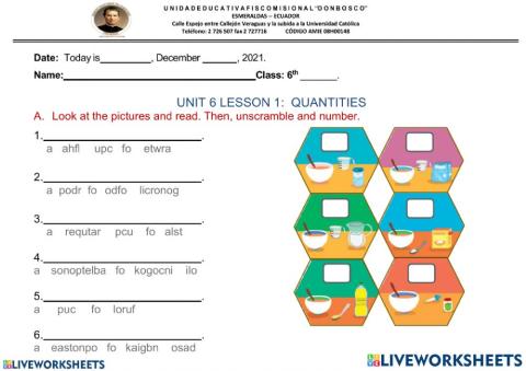 ACTIVITIES ABOUT QUANTITIES