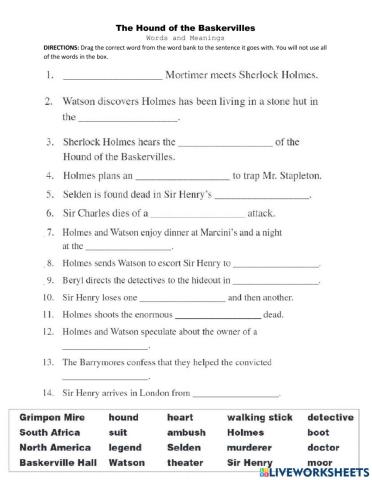 The Hound of the Baskervilles - Words and Meanings